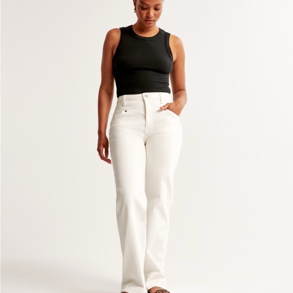 Abercrombie & Fitch White '90s Straight Jeans Curve Love
